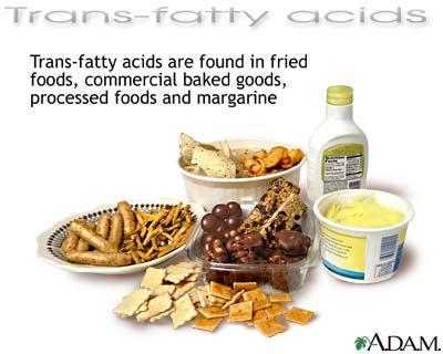 Trans fats: (aka hydrogenated vegetable oils) - Trans fats are unsaturated fats that have been converted to saturated fats (not healthy).