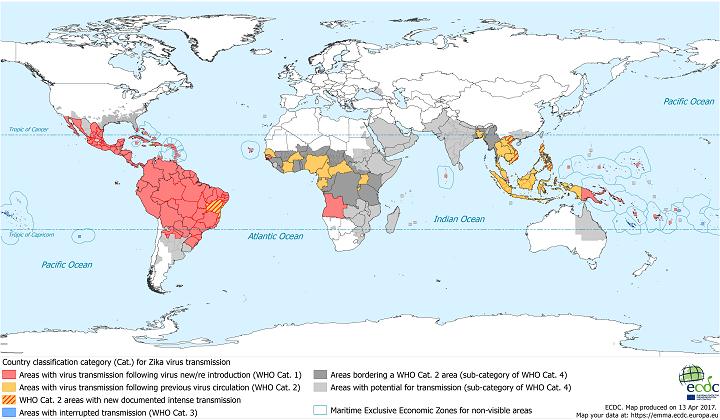 Current Zika Transmission (as of 4/13/2017)