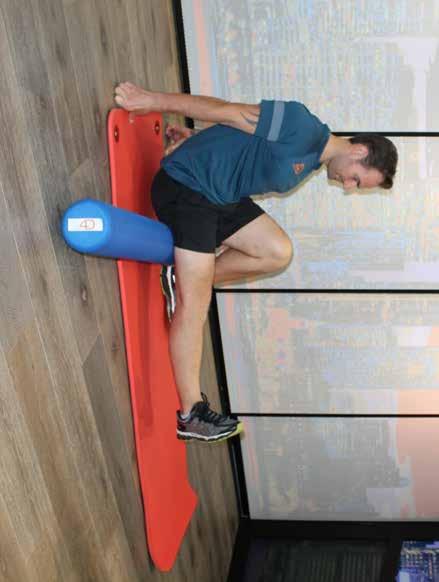 Hamstrings 14 Hamstrings Sit on top of the foam roller, one leg at a time. Let the weight of your leg press into the foam roller.