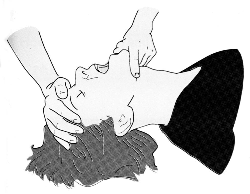 (b) Figure 4 shows the position of the head of a casualty during mouth-to-mouth ventilation. Figure 4 (i) Why is it important that the head is tilted back in this way?