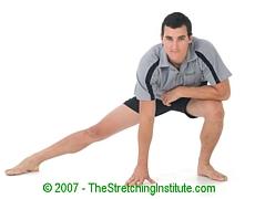 knee. Squatting Leg-out Adductor Stretch: Stand with your feet wide apart.