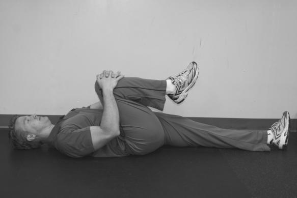 Supine Hamstring Stretch (Hamstrings) Lie flat on your back and flex one thigh to 90-degrees keeping the