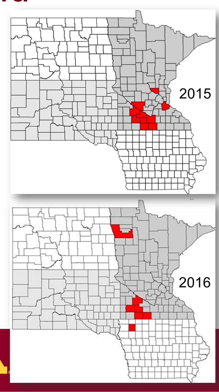 Pyrethroid-resistant soybean aphid 1 st report in North America 2015-2016 widespread reports of pyrethroid failures