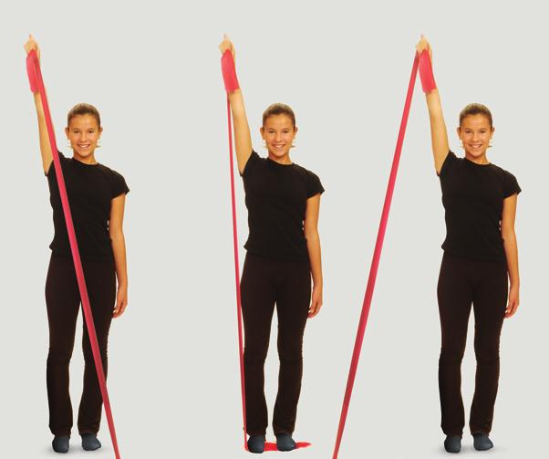 For example if you perform shoulder flexion with a band length equal to the arm, the band will elongate about 100% at 90 and 200% at 180.