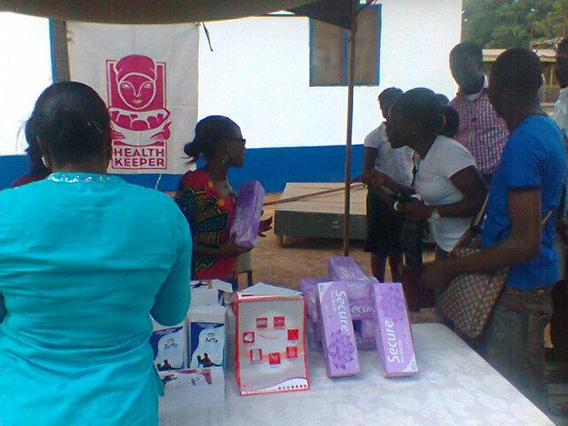 Pictures: Some UPSA students interacting and buying contraceptives from the HKN team during a school campus program An