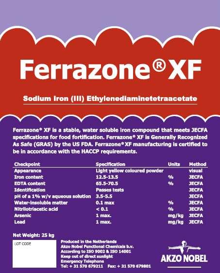 Ferrazone XF Food-grade ferric sodium EDTA ex AkzoNobel Ferrazone Wheat