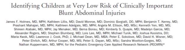 7 Findings in Descending Order No evidence of abdominal wall trauma GCS greater than 13 No abdominal tenderness