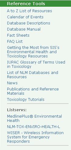 The NLM TOX/ENV Listserv From the NLM Environmental Health and Toxicology