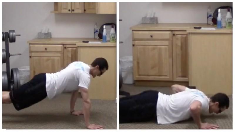 Exercise Descriptions Off Set Pushups 1. Keep your abs braced and body in a straight line from toes to shoulders. 2.