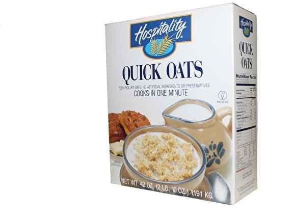HOSPITALITY Cereal OATMEAL ROLLED QUICK BOX SHELF STABLE PROTEIN EXTENDER HOT # 5027206 12/42 OZ Product Description Additional Description BEST QUALITY; 3 MINUTE COOK OATS Ingredients ROLLED OATS