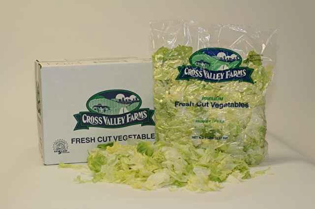 CROSS VALLEY FARMS Lettuce ICEBERG CHOPPED 1 1/2" CLEANED PILLOW PACK FRESH REF # 4332219 4/5 LB.