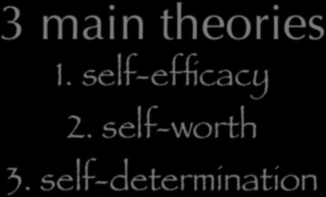 3 main theories 1. self-efficacy 2. self-worth 3.