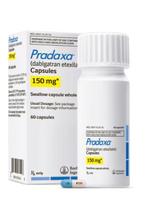 Pradaxa (dabigatran) Approved to prevent stroke in nonvalvular atrial fibrillation Dose: 150 mg orally twice daily Must be swallowed whole Dose may be reduced with kidney problems