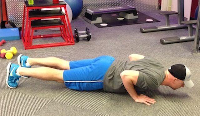 Close-grip Pushup (or Kneeling Close-Grip Pushup) Keep the abs braced and body in a straight line from