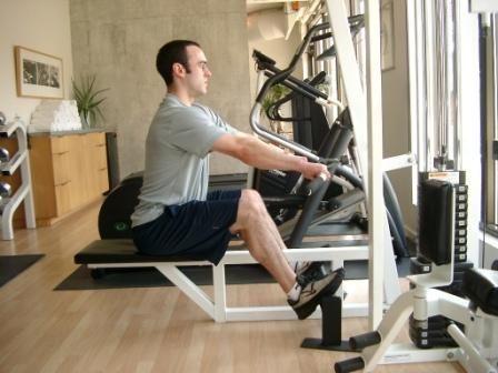 -Leg Hip Extension (see above) Workout C Seated Row w/ Band Use a long bar and