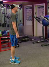 Walking Lunge Stand with your feet shoulder-width apart.