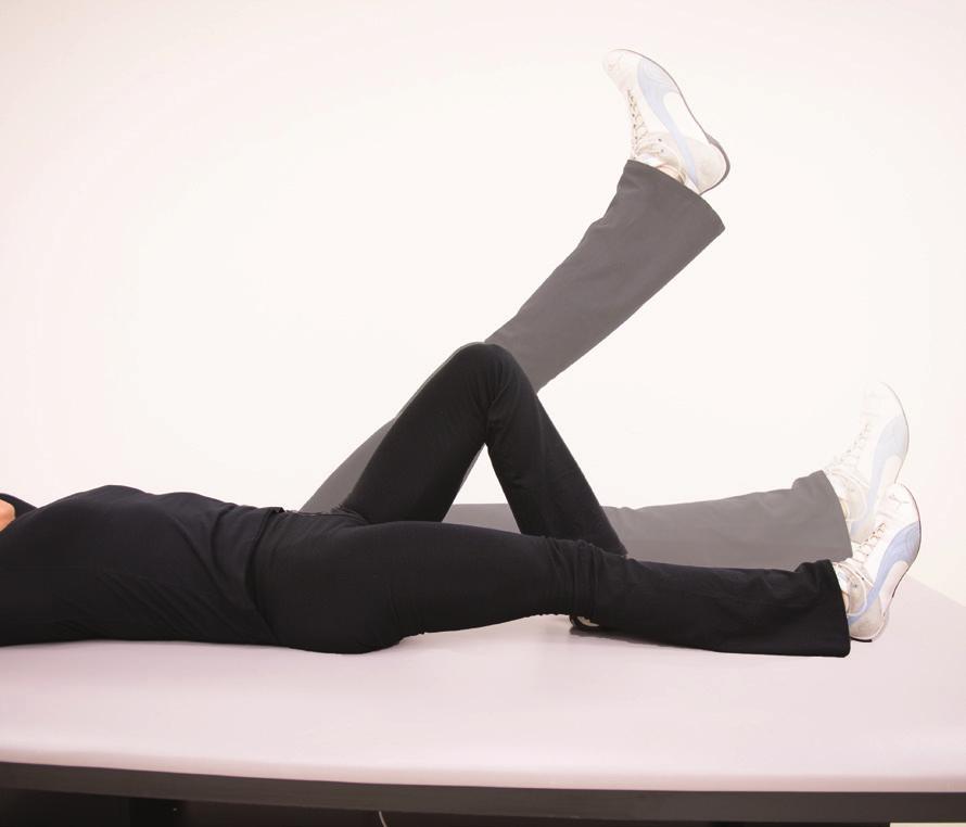 STRAIGHT LEG RAISE Lie on back with left knee bent.
