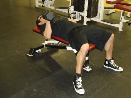 Pause briefly and press the dumbbell straight up above the chest. Do all reps for one side and then switch.