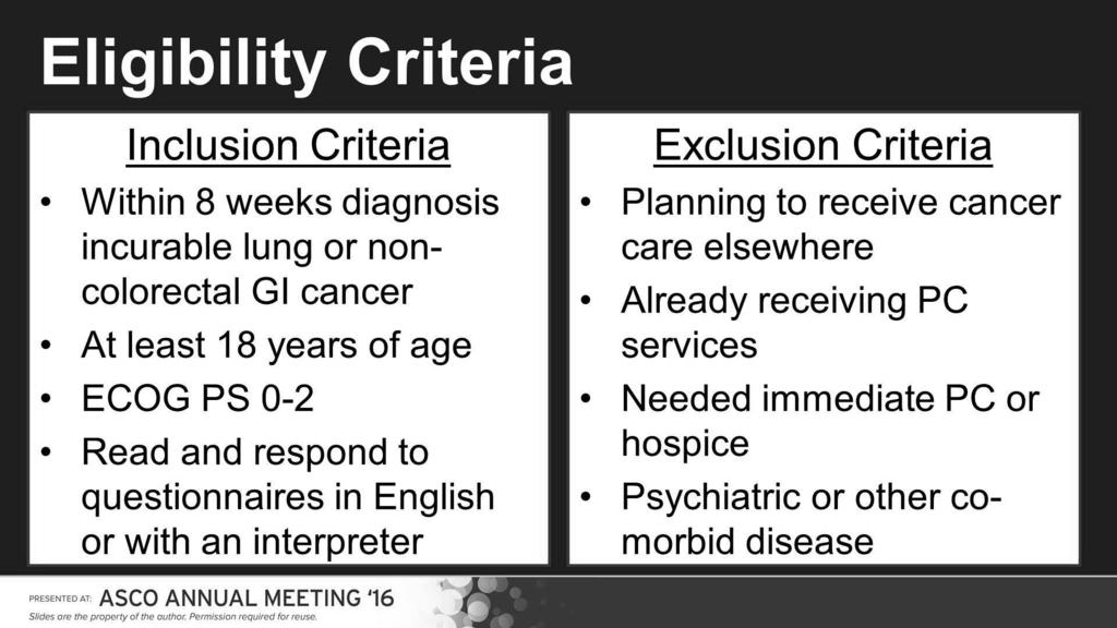 Eligibility Criteria Presented By