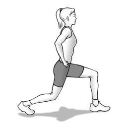 and jump into the air Walking dumbbell lunges Knees behind toes and both knees at 90 degree angles 8 reps and