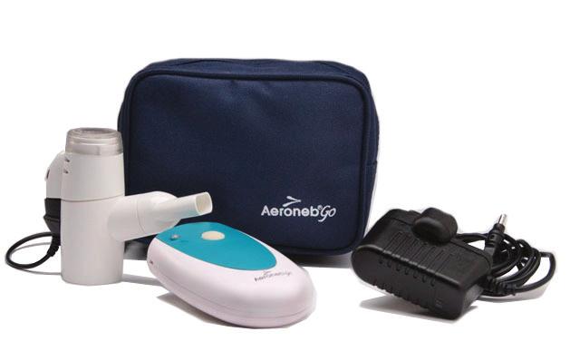 Compressor and nebulizer system Aeroneb Go Virtually silent TM The Aeroneb Go, with mesh technology, is a fast, simple-to-use, lightweight and virtually silent nebulizer designed to allow patients to