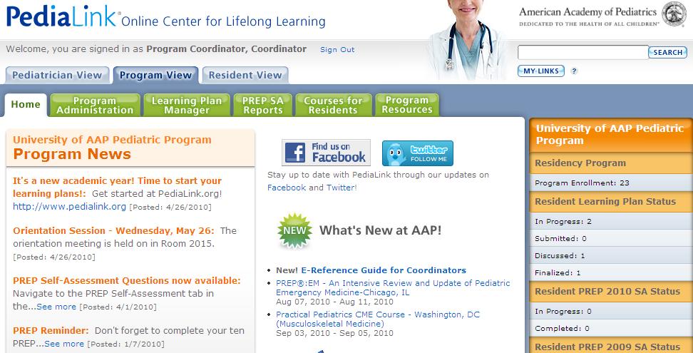 Global navigation The Program View helps to manage your program The Resident View shows you what your residents see.