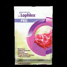Metabolics 70 Phenylalanine free Low volume and low calorie Contains vitamins, minerals, and trace elements Age-appropriate DRI formulation Lophlex provides 10 g of protein equivalent per sachet