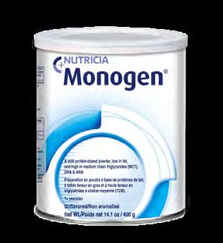 OTHER NUTRITIONALS 172 Monogen A milk protein-based powder, low in fat, and high in medium chain triglycerides (MCT). A medical food for individuals over 1 year of age.