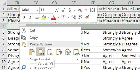 Figure 12: Copy the values in Row 3 to Row 4 7. Save changes. Optionally, Save As a new file when auditing versions is useful.