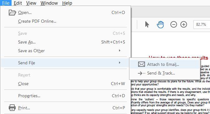 To send the snapshot report 1. Choose the Attach to Email from the File -> Send File menu (Figure 24).