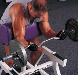 It s crucial that the seat on the preacher-curl bench be adjusted to the right height.