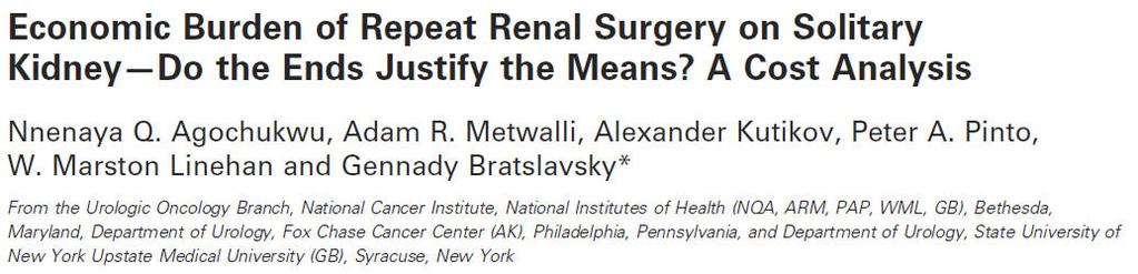 Rationale for Pushing the Envelope Between 1989-2010 Repeat renal surgery patients at NCI evaluated