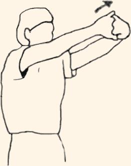 Stretches shoulder, middle back, arms, hands,