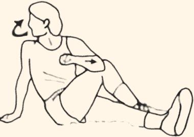 Sit on floor with left leg straight out in front Bend right leg, cross