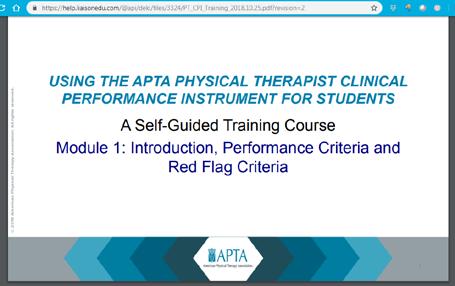 b. To access the PT Web CPI Training Module, click on the APTA Physical Therapist (PT) CPI link. c. To access the PTA Web CPI Training Module, click on the APTA Physical Therapist Assistant (PTA) CPI link.