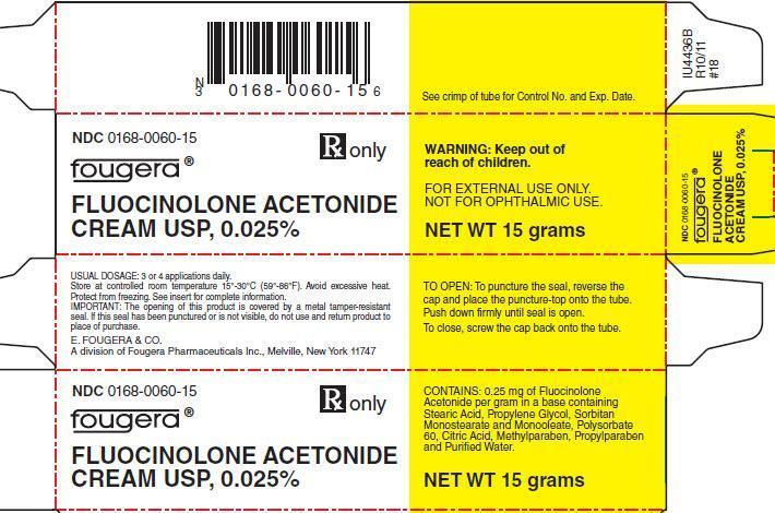 FLUOCINOLONE ACETONIDE fluocinolone acetonide cream Product Information Product T ype HUMAN PRESCRIPTION DRUG LABEL Ite m Code (Source ) NDC:0 16 8-0 0 58 Route of Administration TOPICAL DEA Sche