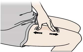 (F) Stretch or pinch the injection site to create a firm surface.