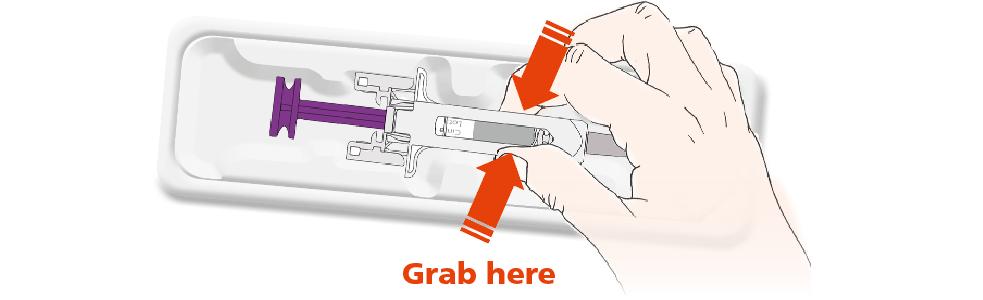 Step 1: Prepare A Remove the pre-filled syringe tray from the package and gather the supplies needed for your injection: alcohol wipes, a cotton ball or gauze pad, a plaster and a sharps disposal