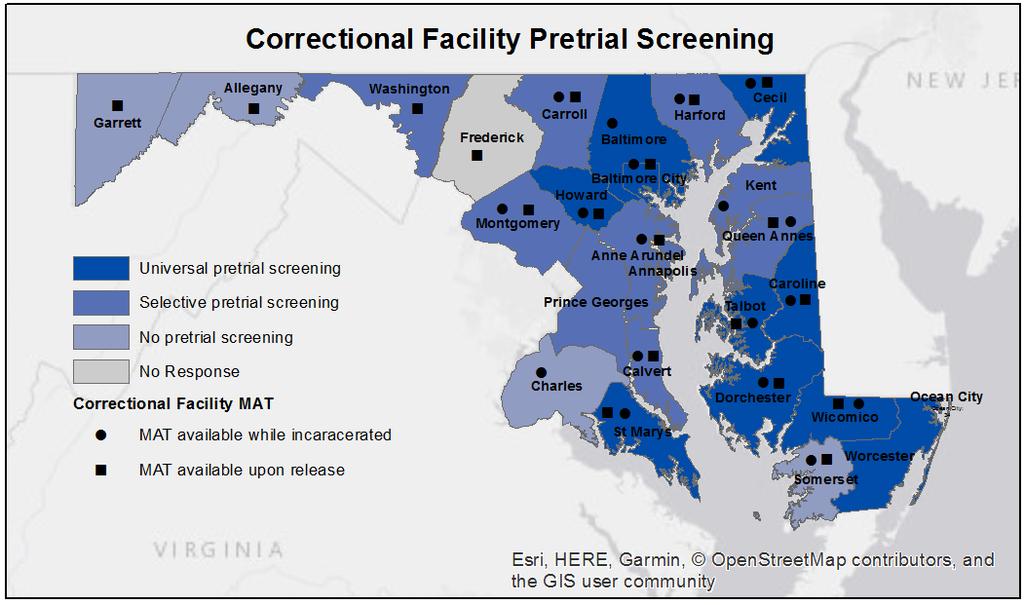 Update on Screening, Treatment, & Referrals in Correctional Settings 19 jurisdictions report at least one type of Medicated Assisted Treatment induction available upon release from a correctional