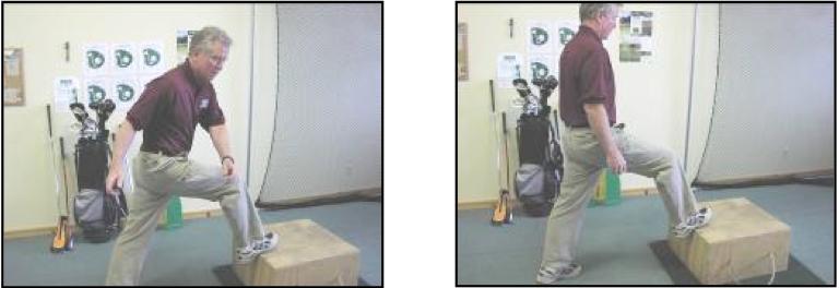 4. Cross Over Rotations on Step Golf Action: Exercise Parameters: Place right foot on a table or a chair.
