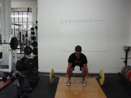 Workout C Deadlift Always deadlift with a slight arch in the low back. Keep your abs braced at all times in the deadlift. Be very conservative with this exercise.