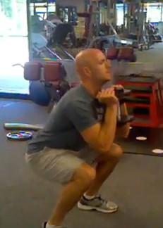 Keep your body in a straight line at all times and try not to twist your hips. Goblet Squat Stand with your feet just greater than shoulder-width apart.