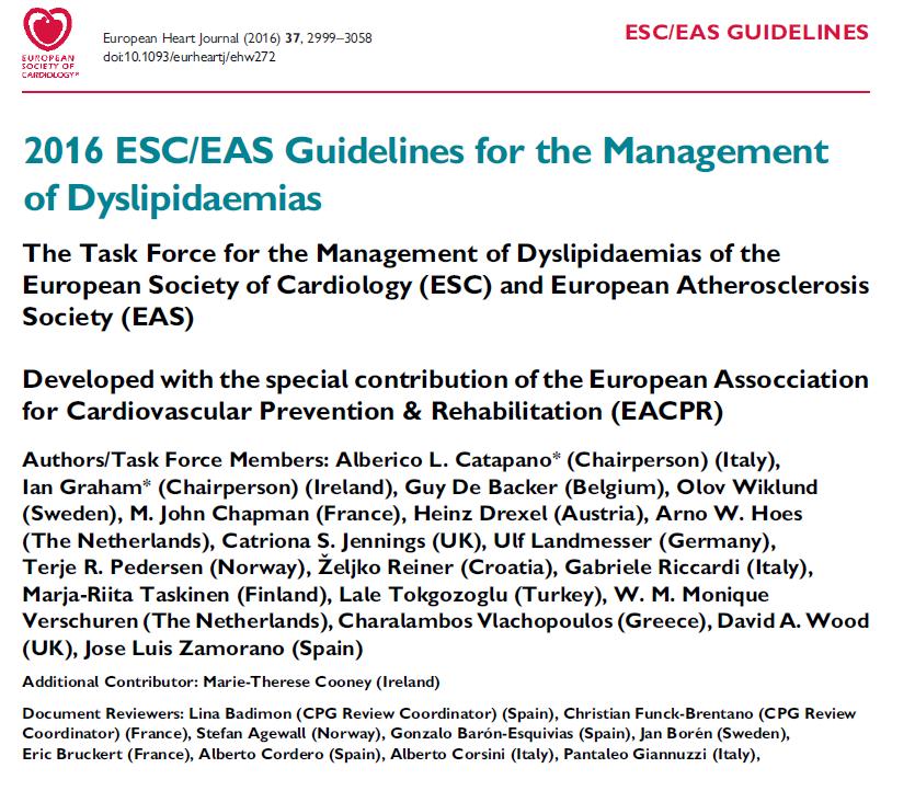 Guidelines for the management of dyslipidemias 2016