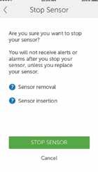During session: Stop Sensor option appears Not in active session: Start Sensor option appears 3 Tap Stop Sensor.