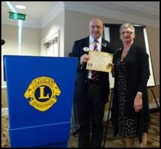 I also presented Immediate Past District Governor Simon Moss with a Certificate of Appreciation from Immediate Past President Barry Palmer.
