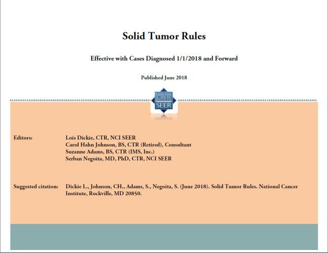 2018 Solid Tumor MP/H Rules 7 2018 Solid Tumor MP/H Rules Published June 2018 but still