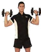 7. Shoulder Press (Vertical Push) Target Muscles: deltoid, triceps brachii, trapezius 1. Stand with good posture and soft knees (slightly bent) 2. Select dumbbells that you can lift overhead 3.