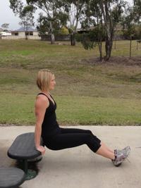 Bench dips: Sit on a bench or step and support your weight through your arms