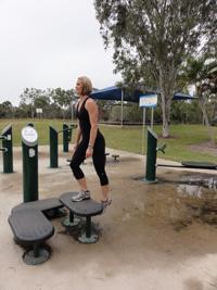 Step-ups: Use the plyometric step benches or sit-up bench to complete step ups.