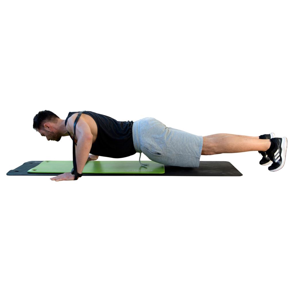 Push-ups By using the resistance bands for your push ups you add an extra resistance to the exercise and challenge more